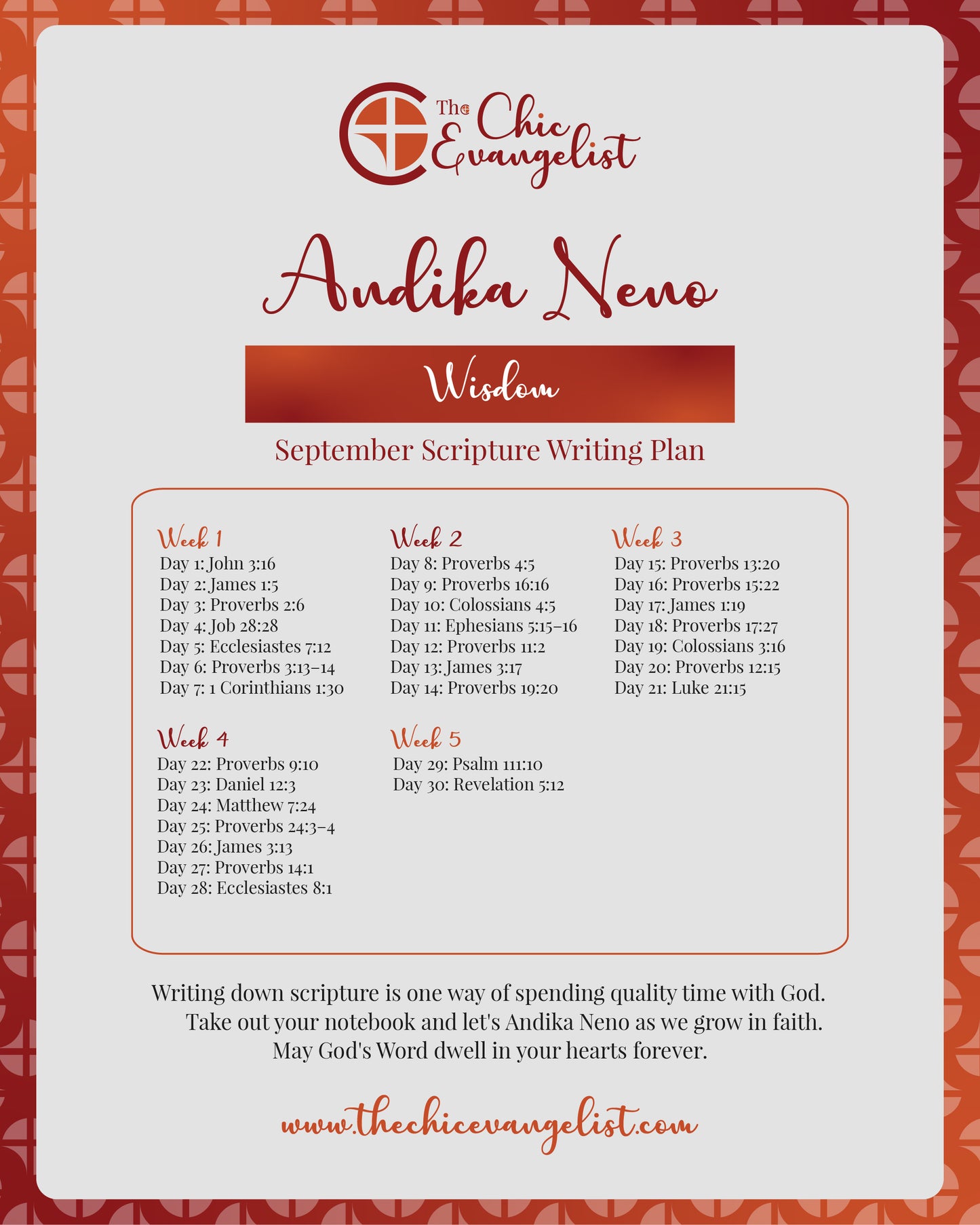 Andika Neno Monthly Scripture Reading Guide-September *Digital Download*