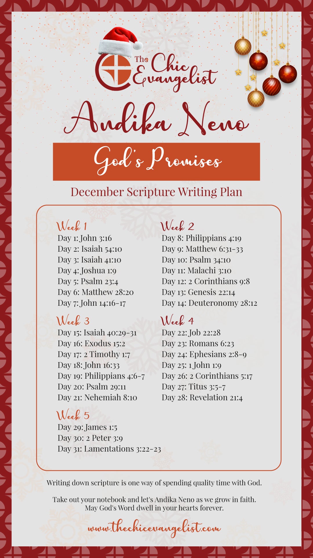 Andika Neno Monthly Scripture Reading Guide-December *Digital Download*