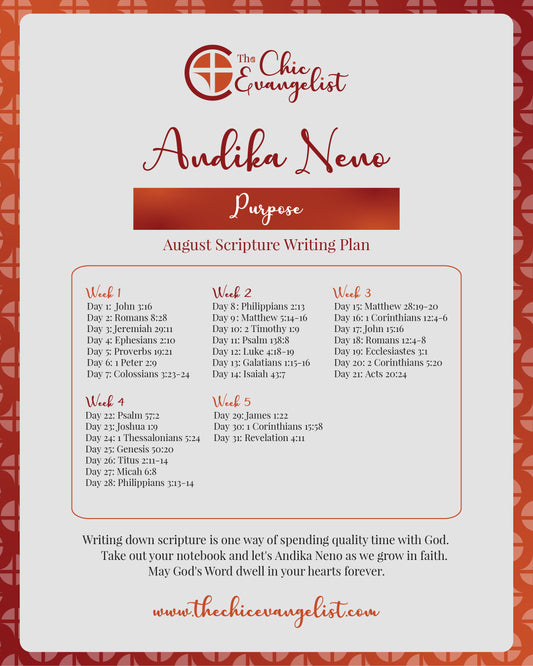 Andika Neno Monthly Scripture Reading Guide-August *Digital Download*